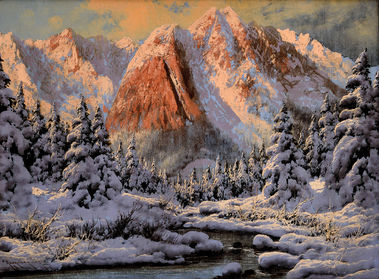 Západ slnka nad zimnými Tatrami
