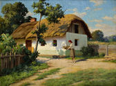 Žena pred domom