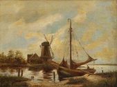 Holandská krajina s mlynom
