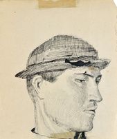 Paholok z trištvrte profilu v klobúku