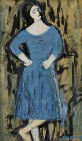 Žena v modrách šatách
