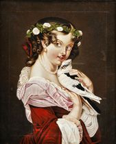 Žena s holubom v ruke