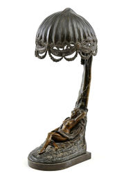 Stolová lampa s orientálnym figurálnym motívom