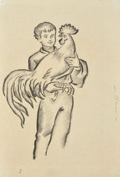 Chlapec s kohútom, ilustrácia ku knihe Ľ. Podjavorinská: Baránok boží