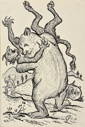 Medveď s čertom. Ilustrácia k Prostonárodným slovenským povestiam Pavla Dobšinského