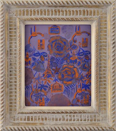 Parížske monumenty na fialovom pozadí