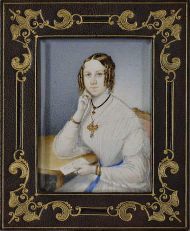 Portrét mladej dámy s podpretou rukou