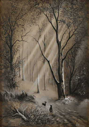 Lesné zátišie s lesnou zverou