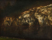 Odraz skaly na hladine rieky