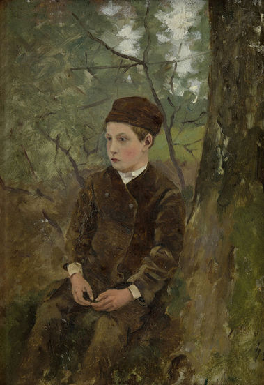 Portrét sediaceho mladíka