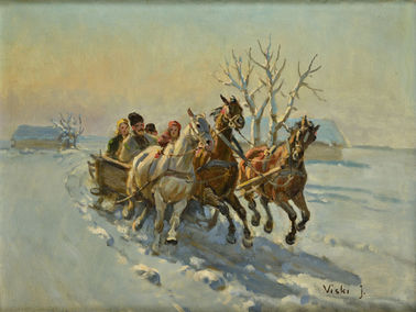 Konský záprah v zime