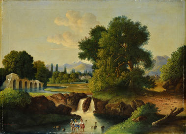 Krajina s viaduktom a figurálnou štafážou