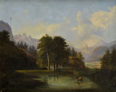 Horská krajina s rozvodnenou riekou