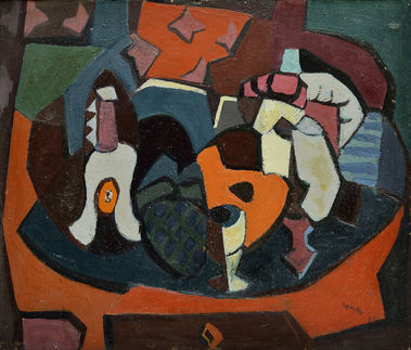 Zátišie s maskou a kvetmi