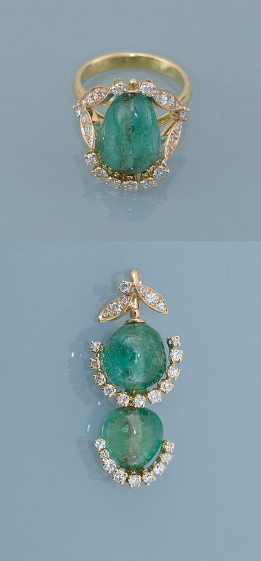 Súprava - smaragdový prsteŇ a prívesok