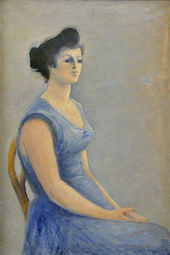 Portrét dámy v modrých šatoch