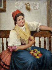 Mladá žena s jabĺčkami