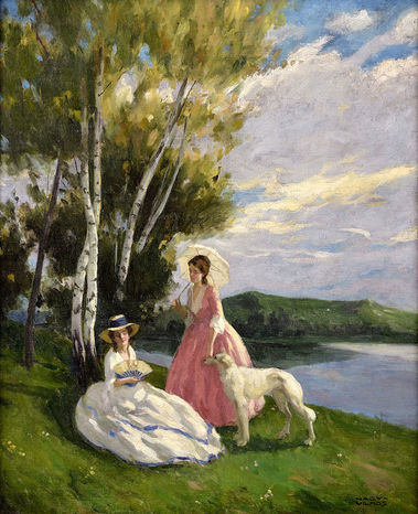 Dámy pri jazere (So psom)