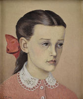 Portrét dievčatka s červenou mašľou
