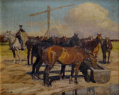 Napájanie koní na puste