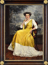 Portrét dámy v žltých šatách
