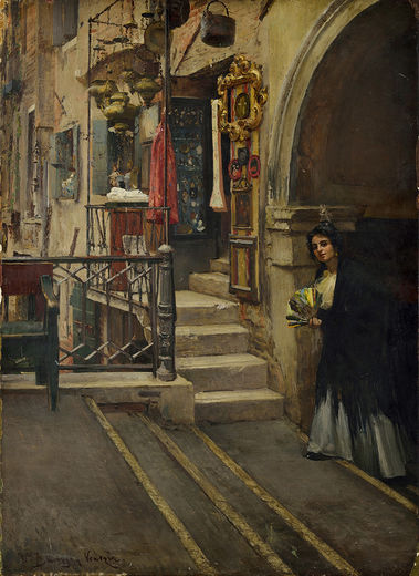 V benátskom antikvariáte (Dáma s vejárom)