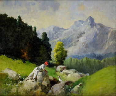 Dáma so psíkom v horách