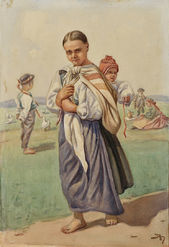 Žena s dieťaťom  (Na lúke)