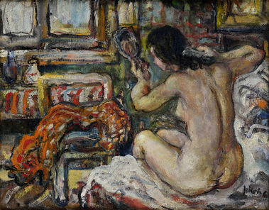 Akt ženy so zrkadlom