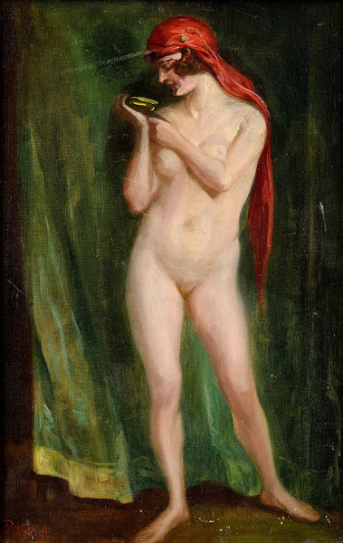 Akt s červenou šatkou