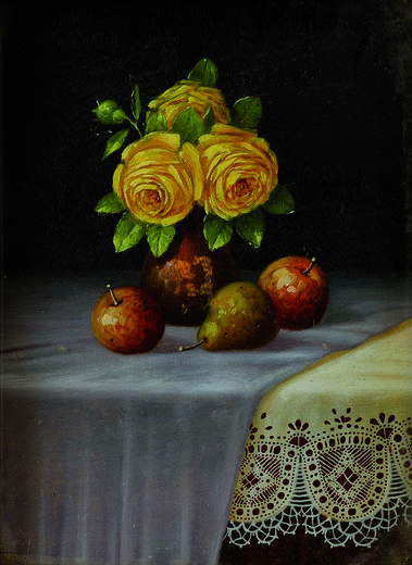 Zátišie s ružami a ovocím