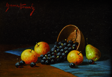 Zátišie s hroznom, hruškou a jablkami