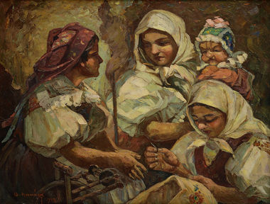 Ženy z moravského Slovácka (Pri vyšívaní)