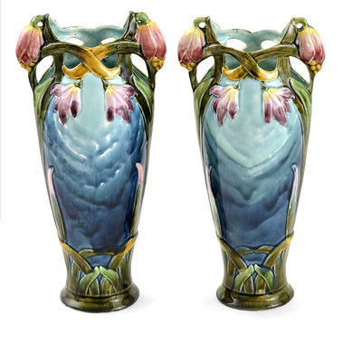 Pár secesných keramických váz