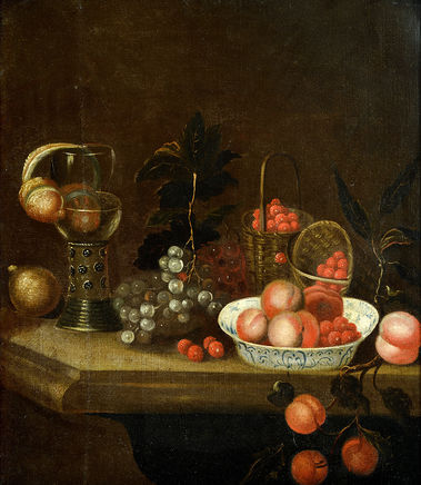 Zátišie s ovocím a pohárom