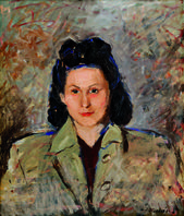 Portrét ženy v zelenom kostýme