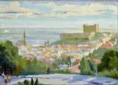 Pohľad na bratislavský hrad od Slavína