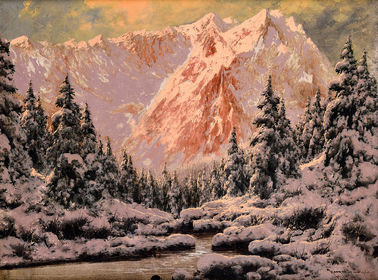 Zimná horská krajina s potokom