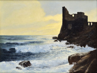 Morské pobrežie so zrúcaninou