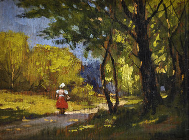 Žena na okraji lesa