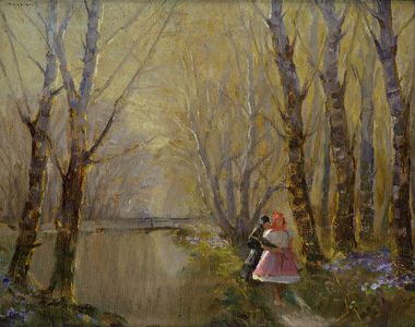 Dve postavy pri potoku