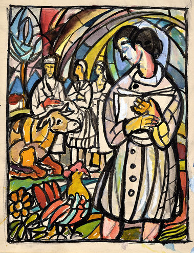 Figúry s kravičkou a kohútom