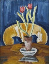 Tulipány v črepníku (obojstranne maľované)