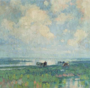 Kravky v močaristej krajine