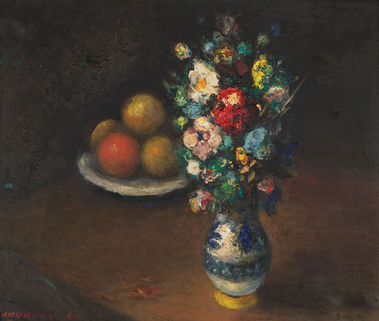 Zátišie s kyticou a ovocím