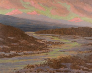 Západ slnka pri rieke Poprad