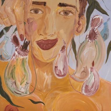 Married Woman Feeding a Carnivorous Plant