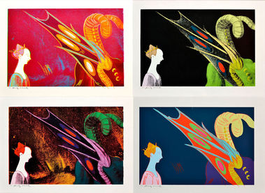 Detail renesančnej maľby - Paolo Ucello, Sv. Juraj a drak 1460 (portfólio 4 sieťotlačí)