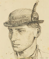 Muž s perom v klobúku