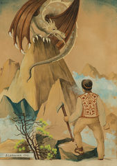 Ilustrácia (Slovák a drak)